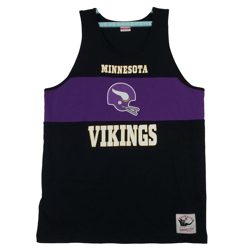Minnesota Vikings Mitchell & Ness‎ NFL Large Tank Top Embroidery Logo Black New